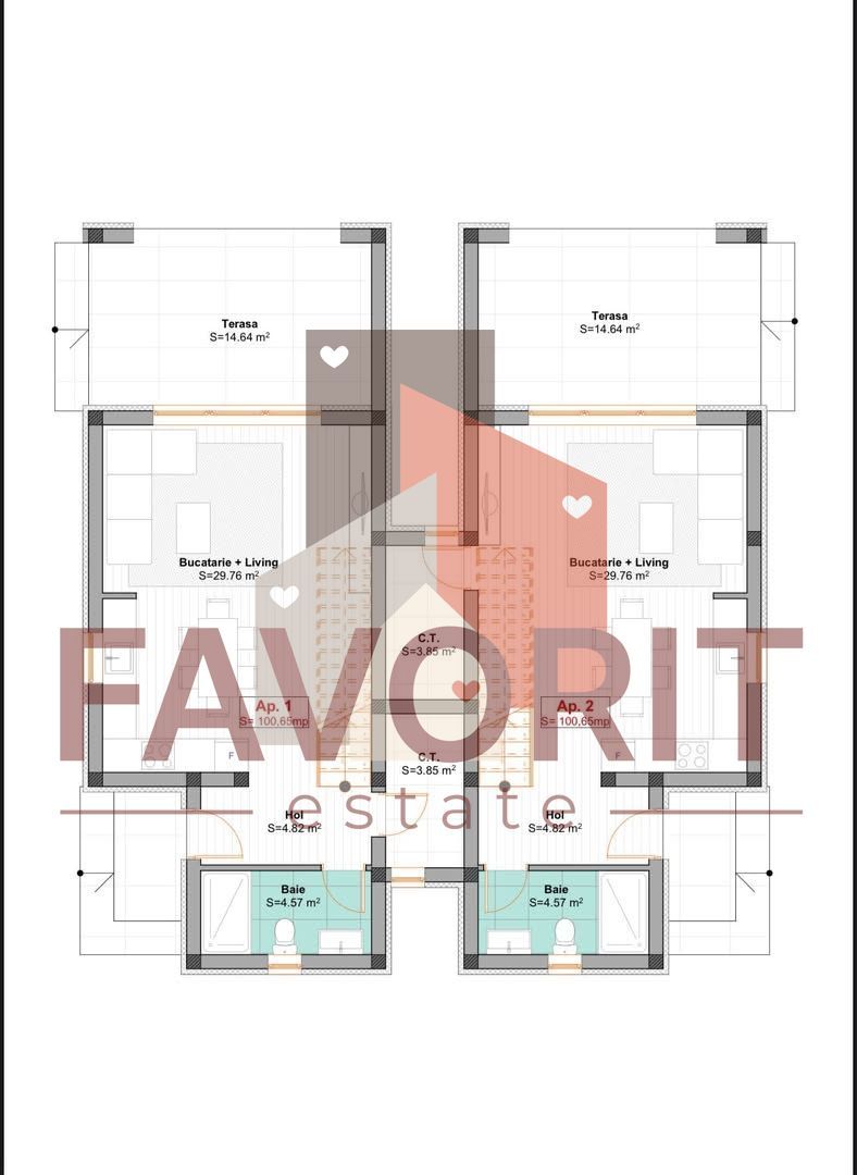 Duplex cu 4 camere de Vanzare. Mosnita Noua. Finisaje la alegere. - Poză 5