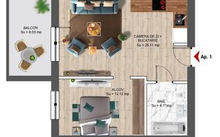 Vânzare, studio dublu + parcare înclusă în preț, Constanța - Poză 9