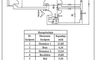 Apartament cu 2 camere, etaj 2, mobilat și utilat, VASLUI zona TRAIAN; - Poză 11