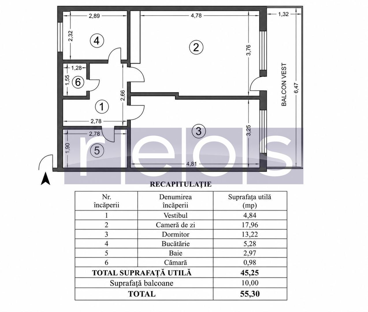 VANZARE 2 CAMERE 45MP | PRIMAVERII-DOROBANTI | TERASA 6MP | NERENOVAT - Schiță 7