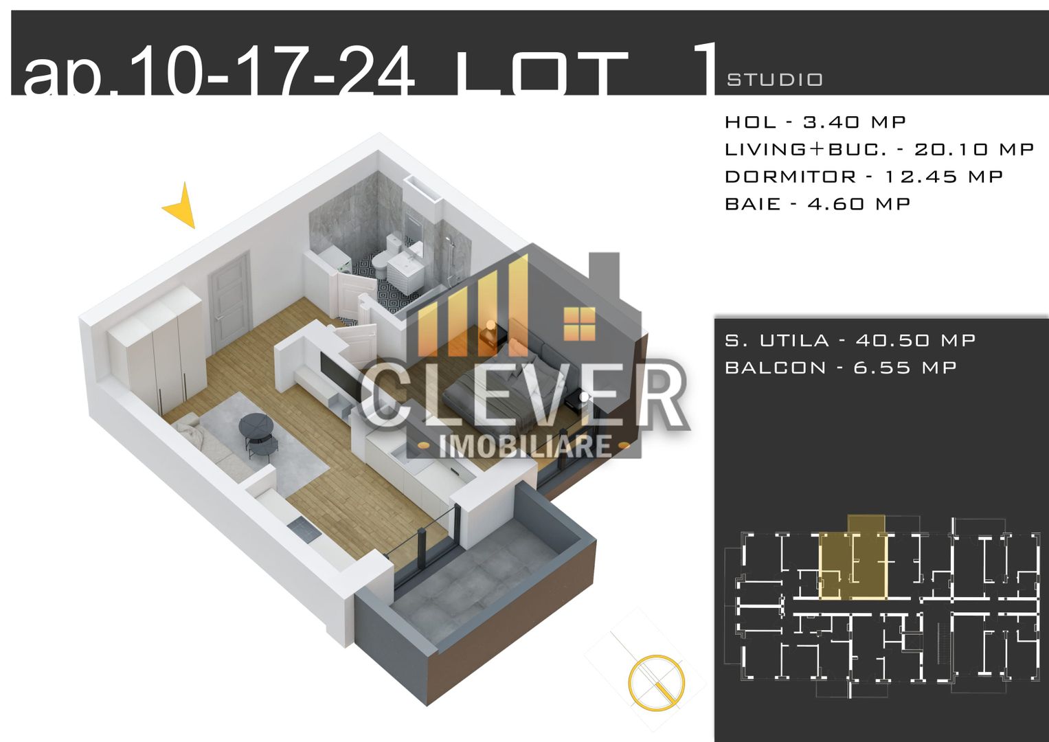 Studio Modern în Pallady: 40.50 mp, Direct de la Dezvoltator și 0% Comision - Poză 3