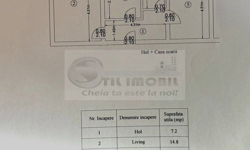 Apartament 2 camere decomandat, 50,7 mp – Moara de Vânt - 95.000 euro - Schiță 10