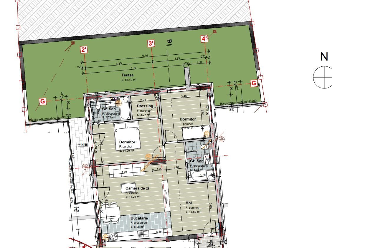 Apartament 3 camere cu terasa de 86 m2 in apropiere de parcul Central - Poză 6