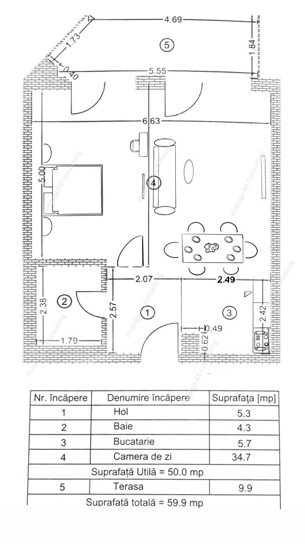 Apartament Premium | Terasa 10 mp | Vedere deschisa | Central – Paltim, mal Bega - Schiță 5