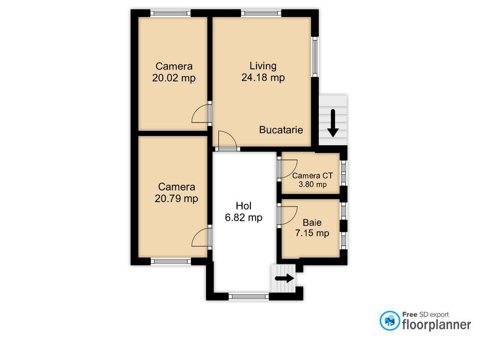 Apartament cu 3 camere la casa | Curte 130 mp | Zona Grivitei strada Vulcan - Schiță 28