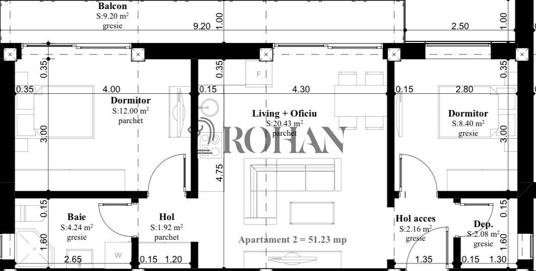 Bloc nou 2025: Apartament 3 camere, Alba Iulia Ampoi 3 - Schiță 20