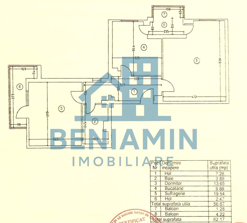 2 Decomandate-George Enescu-Bloc 1993-Suprafata 62mp-Centrala termica - Schiță 3