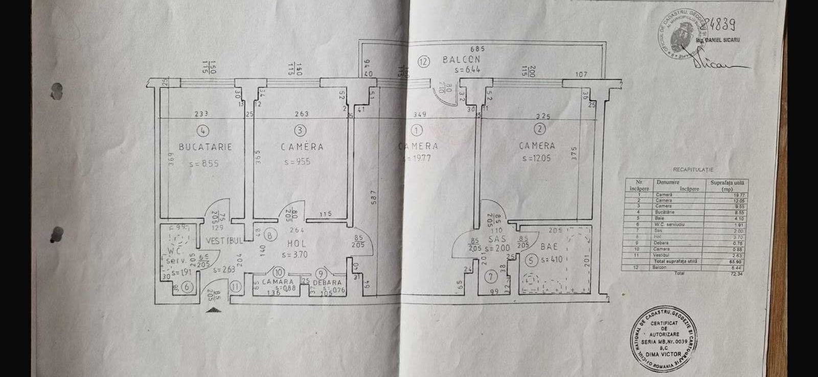 Apartament 3 camaere vanzare bloc 1979, Gorjului, Militari - Schiță 8