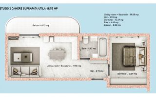 STUDIO - DORMITOR SEPARAT, 48 MP UTILI, FINALIZARE SEPTEMBRIE,COMIS 0% - Poză 2