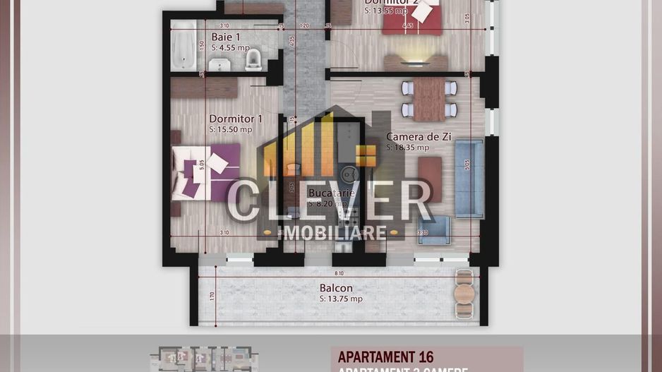 Apartament 3 camere-Comision 0% Metrou Teclu - Pallady - Schiță 8