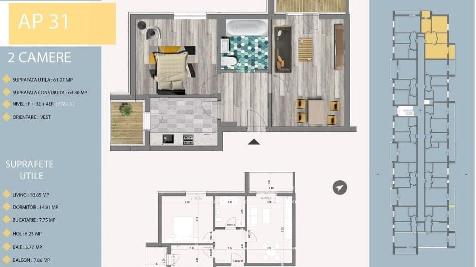 AP. 2CAM. DECOMANDAT,MOBILAT-BLOC P+4 / INVESTITIE .ZONA TRAPEZ! - Poză 2