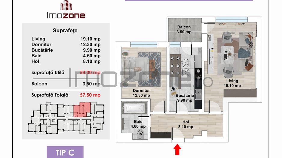 2 camere cu CENTRALA PROPRIE, COMISION 0%, MUTARE RAPIDA, NOU, etaj intermediar - Poză 6