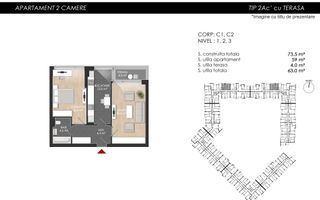 Apartament cu 2 camere, etaj 3/6, orientare Nord - Lac Straulesti - Poză 2