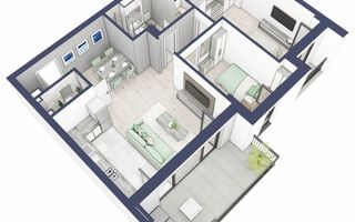 Apartament 3 camere | Balcoane 10.6 mp | Etaj 2 | Turnisor - Poză 3