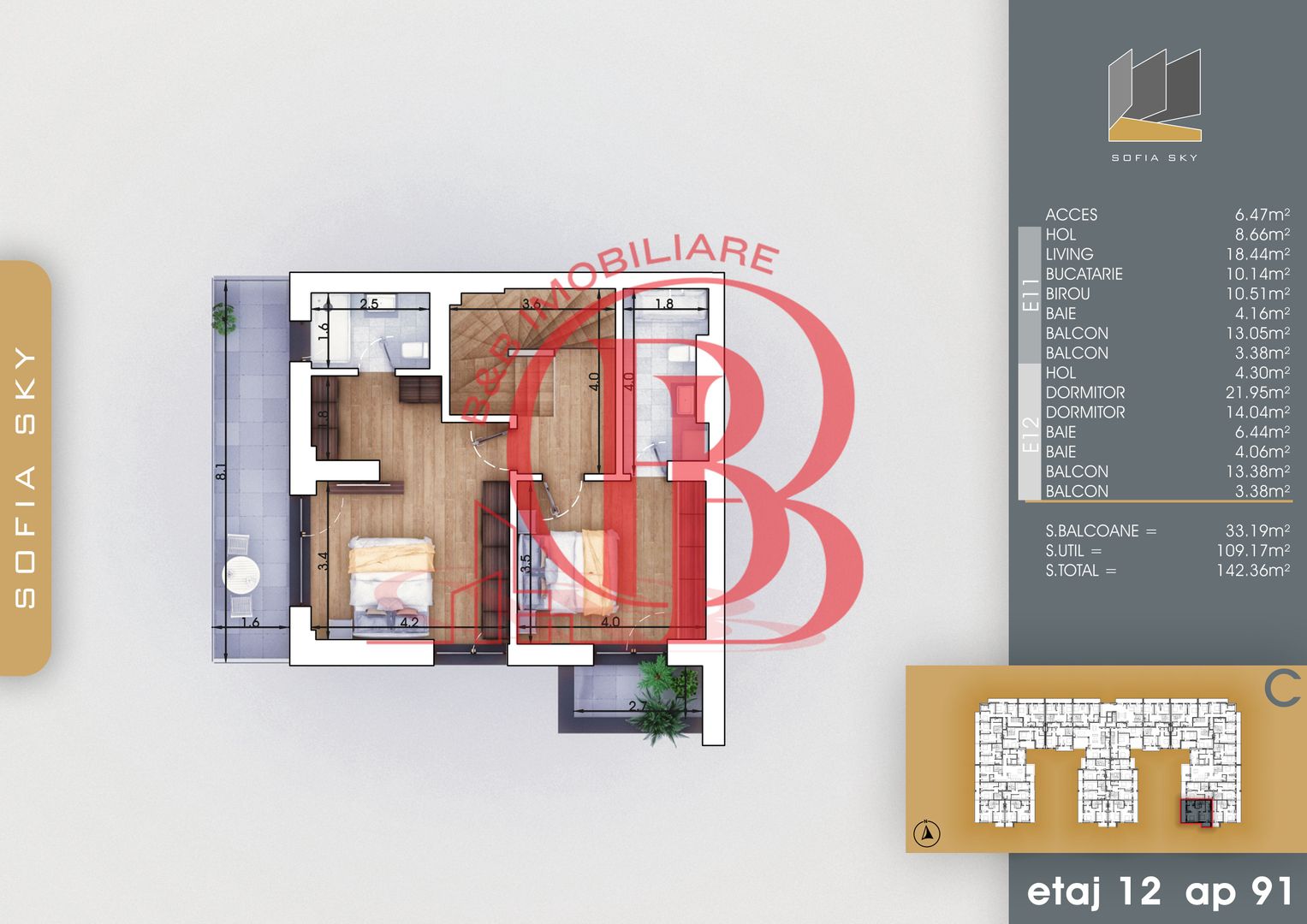 Duplex 3 camere cu 3 bai | Bloc Finalizat langa Metrou Teclu - Schiță 4