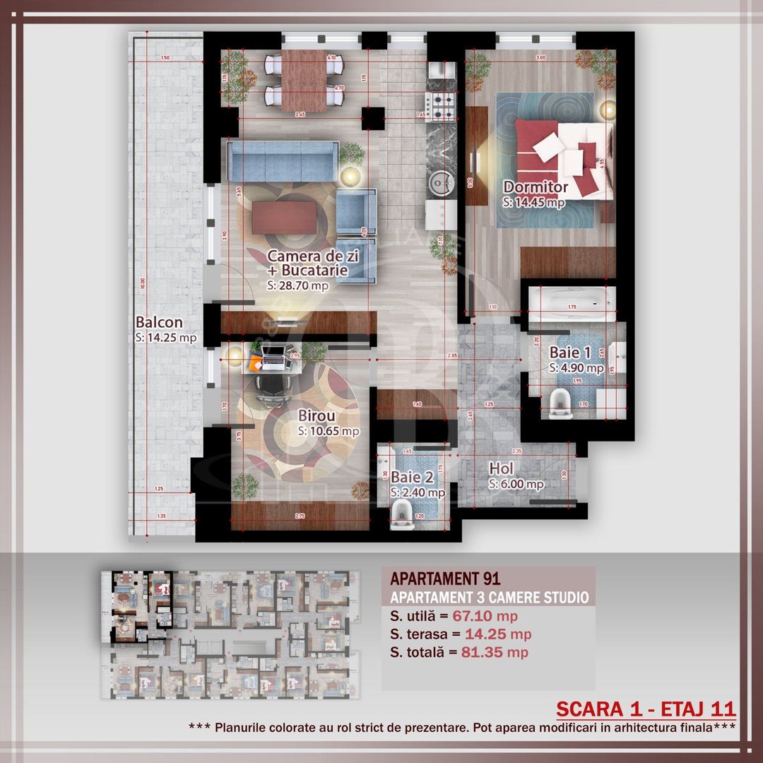 Apartament 3 camere   Titan Pallady Metrou Nicolae Teclu - Schiță 3