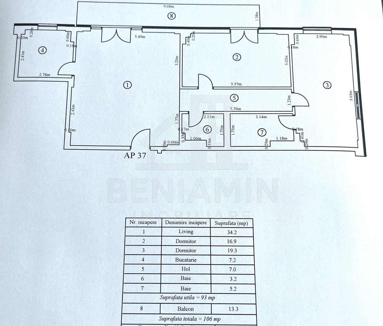 Apartament-3 Camere-2 Bai-106mp-Parcare subterană+Boxa-Soho Residence - Poză 10