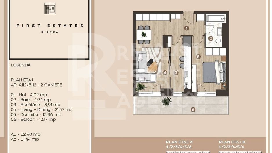 Vânzare, apartament, 2 camere, First Estates Pipera - Schiță 12