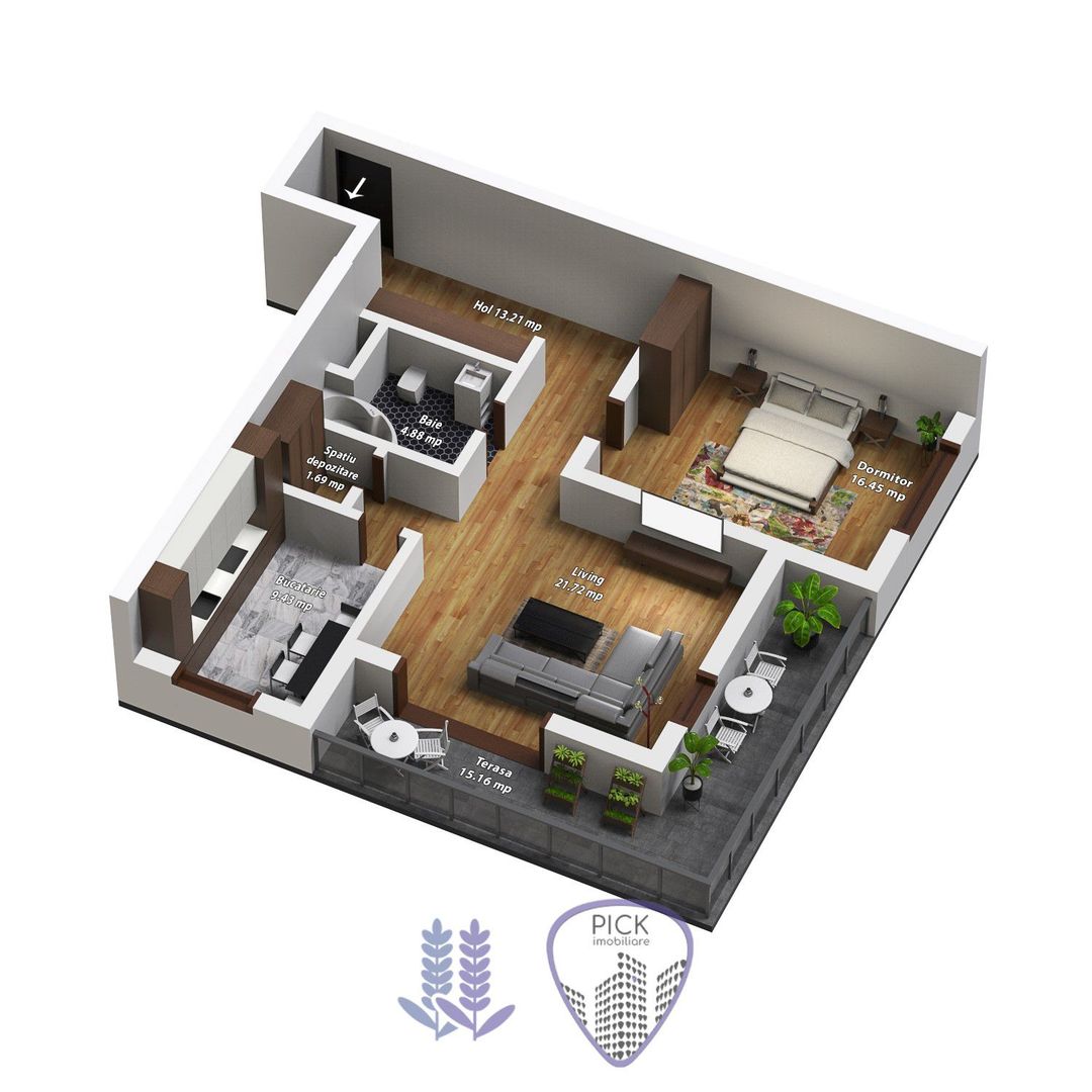 P 1030 - Apartament cu 2 camere în Livezeni, Lavandei Residence - Poză 2