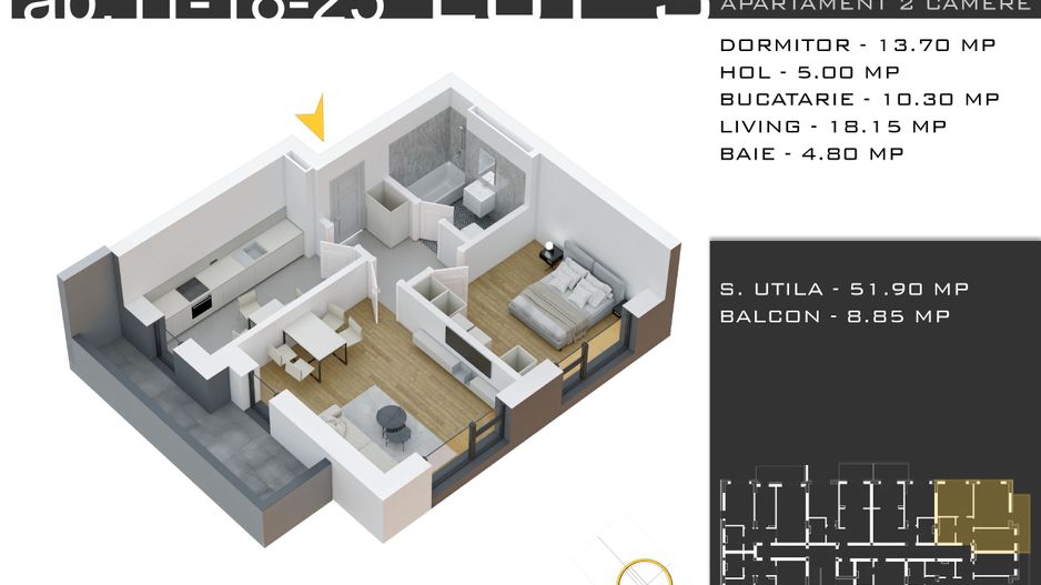 2 camere decomandat -parcare inclusa -Pallady - Schiță 6
