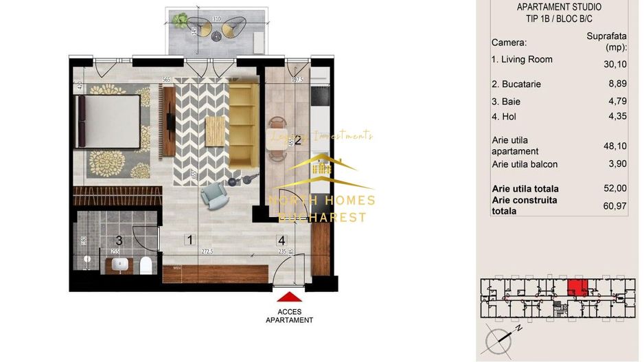Garsoniera bloc nou, incalzire pardoseala - Metrou Sisesti, Comision 0 - Poză 4