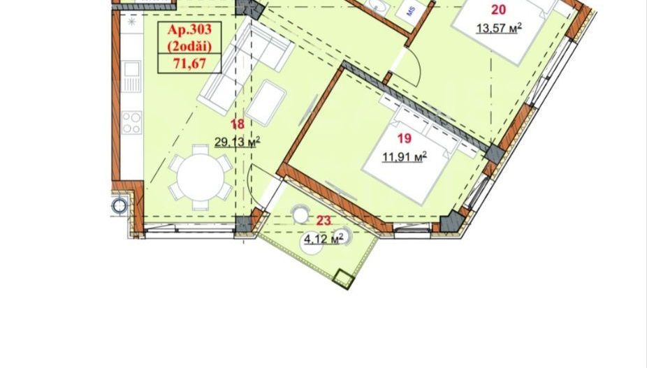 Vânzare, apartament, 2 camere + living, strada Grenoble, Botanica - Poză 4