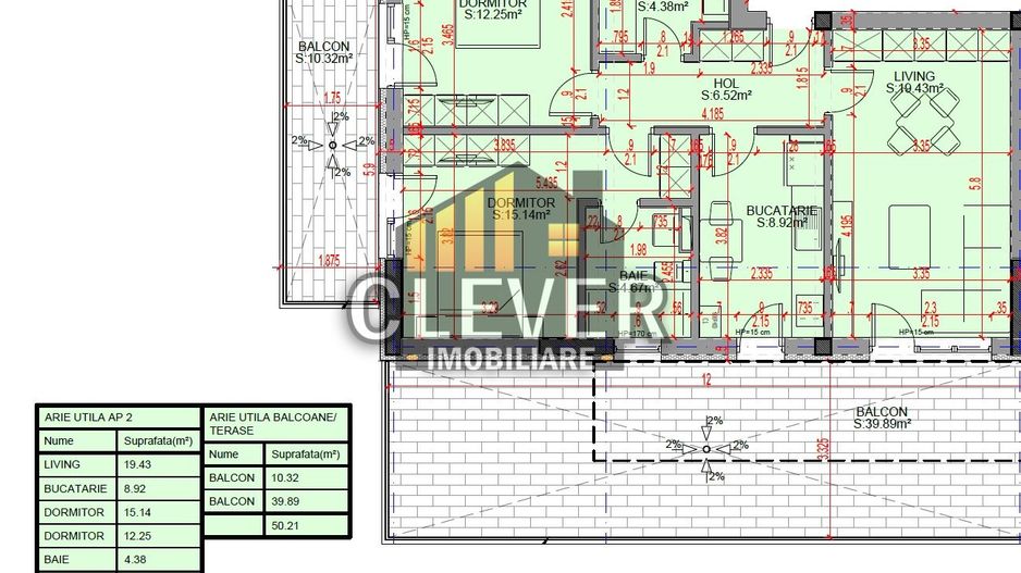 3 Camere, 2 Băi, Terasă 34 mp,Comision 0, Pallady - metrou Teclu - Schiță 7