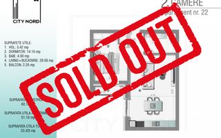 Apartament 22 / 34 – 2 camere – 51.2 mp – Balcon – Etaj 1 / Etaj 2 - Poză 1