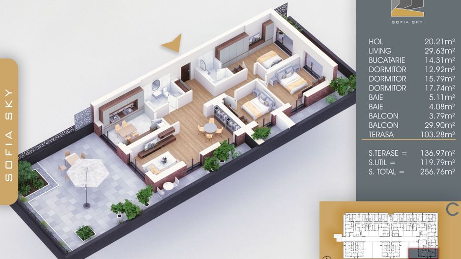 4 camere cu terasa - Pallady  700 m Metrou Nicolae Teclu - Schiță 9