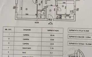 APARTAMENT 3 CAMERE BLOC REABILITAT | ETAJ INTERMEDIAR | ZONA OCTAVIAN GOGA - Schiță 12