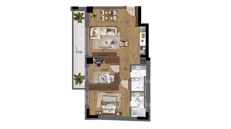 Apartament 3 camere nou- Pta-Unirii AP13B - Schiță 20