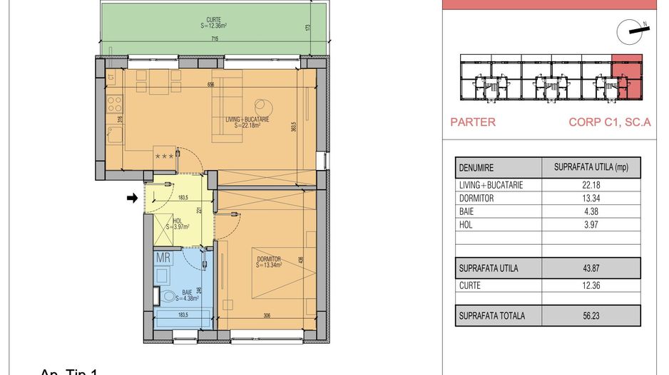 Apartament tip studio, cu gradina, p+3, centru Popesti, aproape RATB - Poză 5