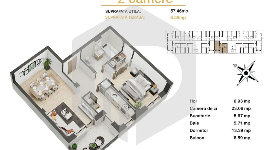 Apartament 2 camere+terasa , zona Dedeman/Mihai Viteazu/Avantgarden - Poză 5