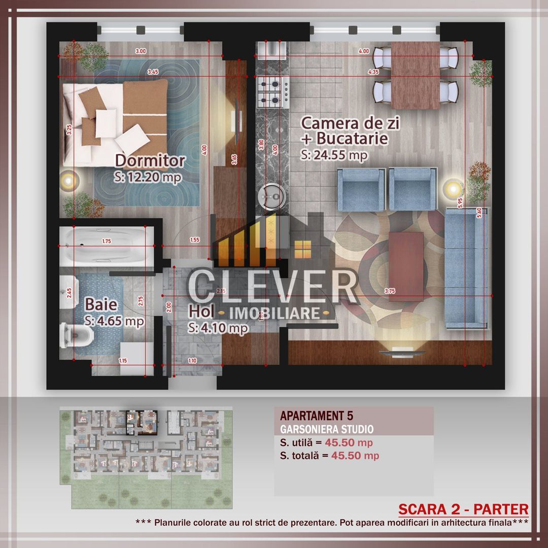 Ideal Investitie Apartament 2 camere Studio-Metrou Teclu - Poză 1