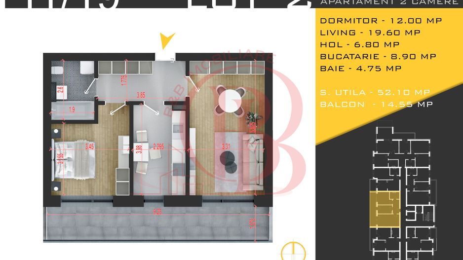 2 camere  Titan Pallady  Metrou Nicolae Teclu - Schiță 11