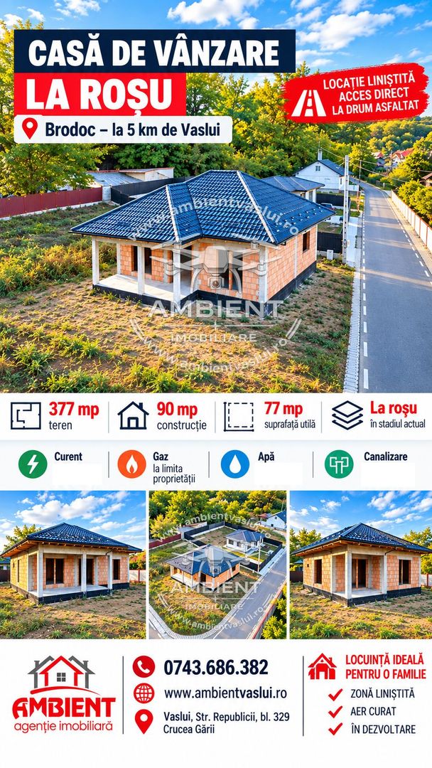 CASĂ individuală 90 mp,  teren 377 mp, VASLUI zona BRODOC; - Poză 1