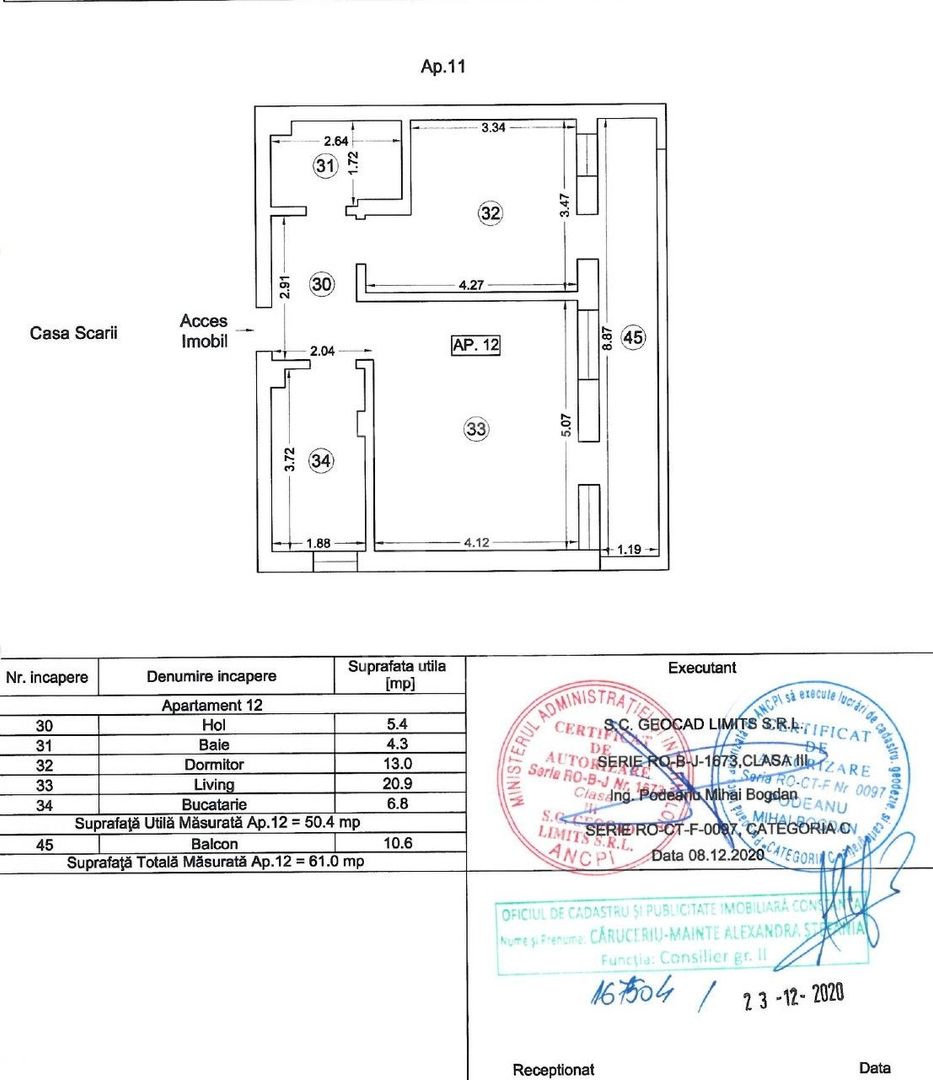 Apartament 2 camere Campus Universitate loc parcare centrala termica - Schiță 12