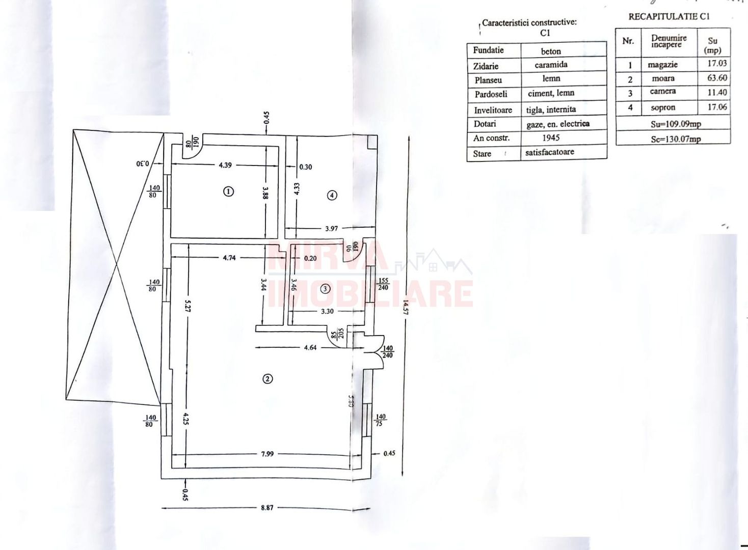 Teren intravilan 1.229 mp – Nedelea – 61,64 ml deschidere, Fosta Moara - Schiță 13