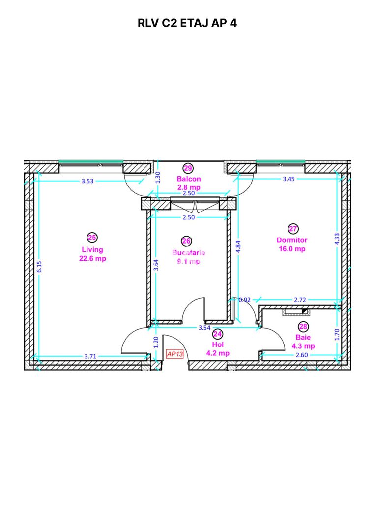 Apartament 2 camere cu bucatarie inchisa- Selimbar zona Lidl. - Schiță 4