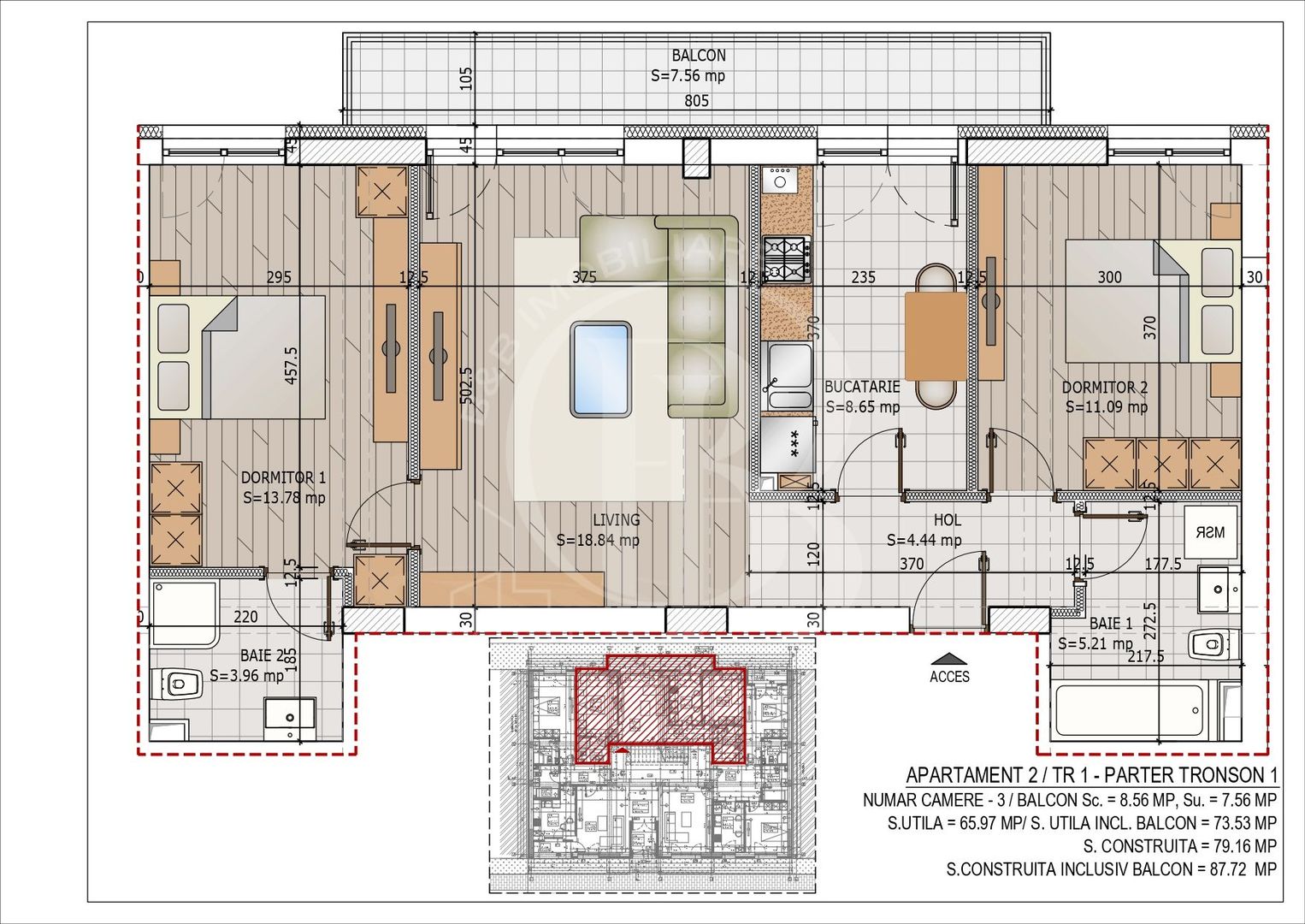 Apartament 3 camere Titan Pallady Metrou N. Teclu Comision 0 - Schiță 16