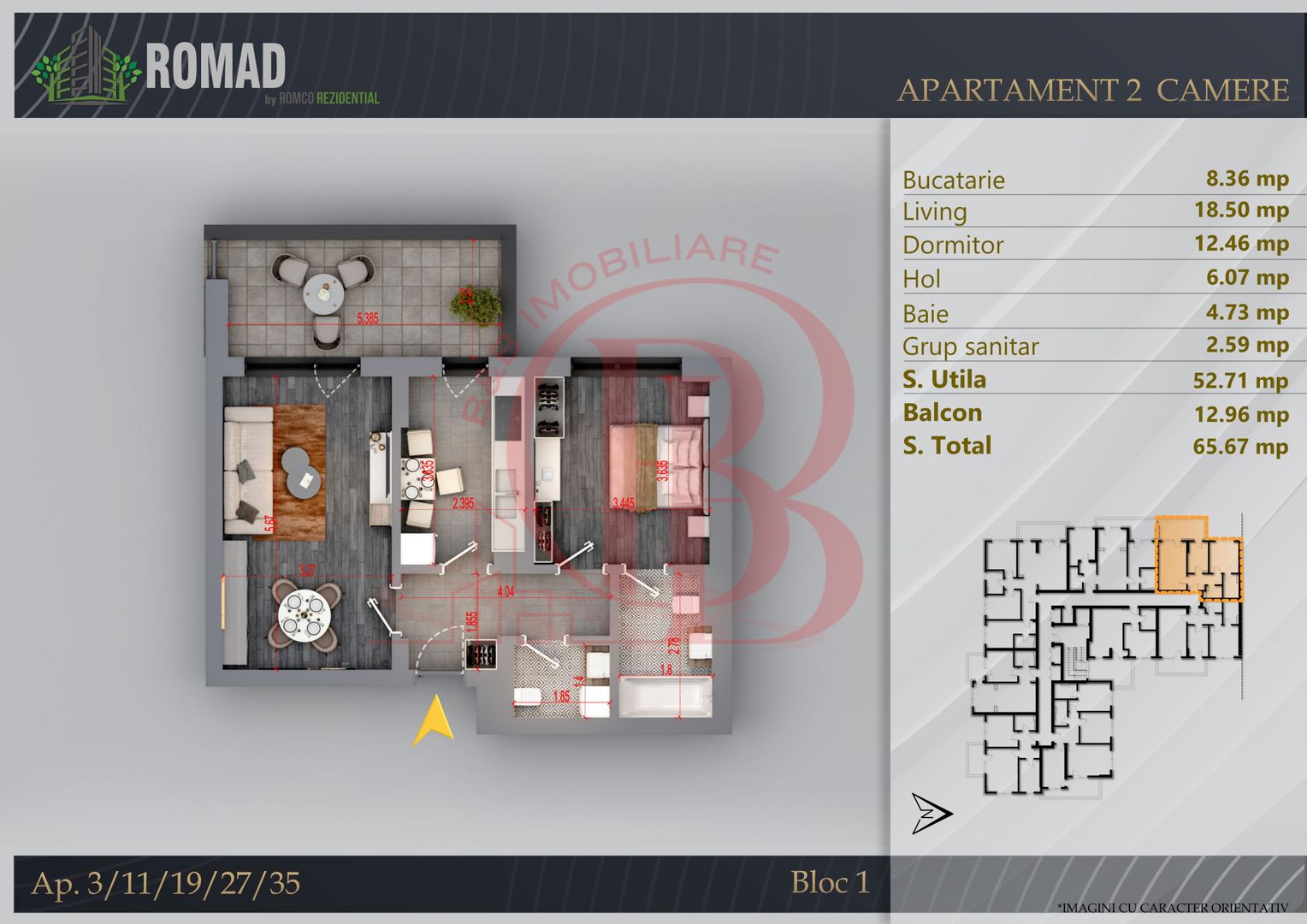 Apartament 2 camere Proiect Premium Independent Energetic - Schiță 11