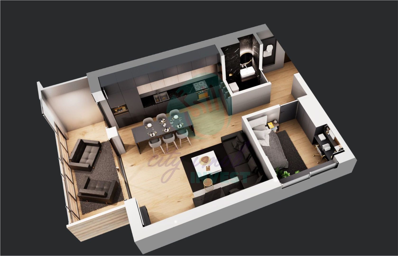 Apartament 2 camere cu gradina de 54 mp - Poză 1