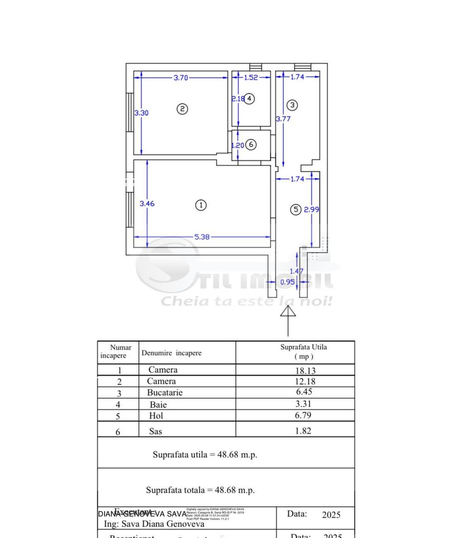 Copou, 2 camere, 48,7 mp, etaj 1 – 127.500 € neg. - Poză 6