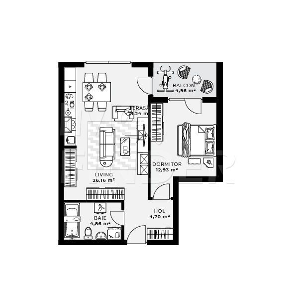 Vanzare apartament 2 camere, terasa,  zona bazei sportive Gheorgheni - Poză 2