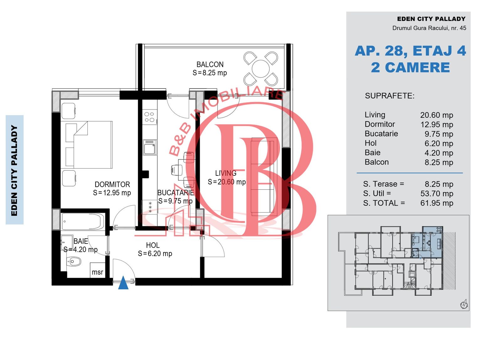Apartament 2 camere Theodor Pallady Metrou Nicolae Teclu - Schiță 2