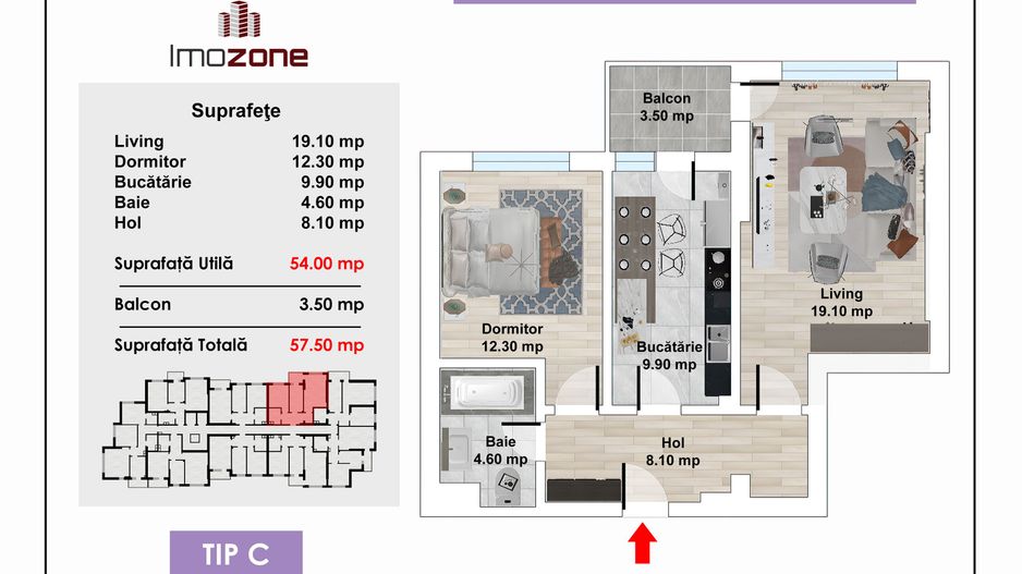 2 camere cu CENTRALA PROPRIE, COMISION 0%, MUTARE RAPIDA, NOU, etaj intermediar - Poză 6