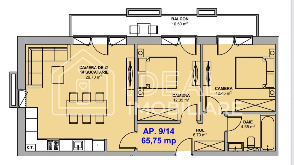Apartament cu 3 camere de vânzare– Doamna Stanca - Schiță 9