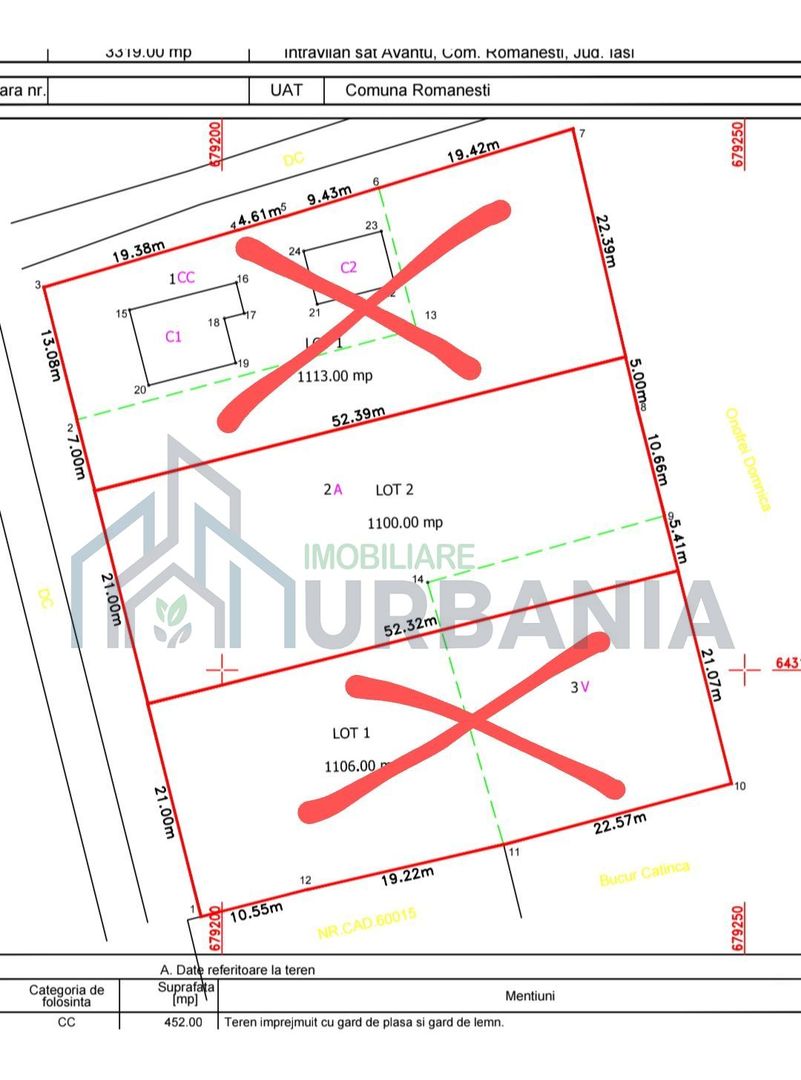 Teren intravilan 1100 mp, sat Avântu, comuna Romanești, județul Iași - Poză 1