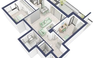 Apartament 3 camere | Balcon 22.2 mp | Etaj 3 | Turnisor - Poză 5