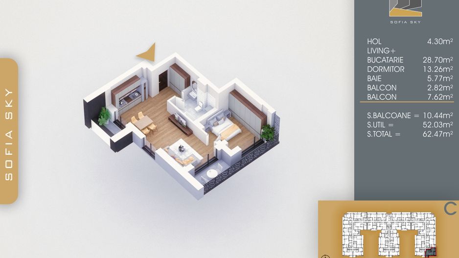 studio 2 balcoane ideal investitie 700 metri Metrou Nicolae - Schiță 7